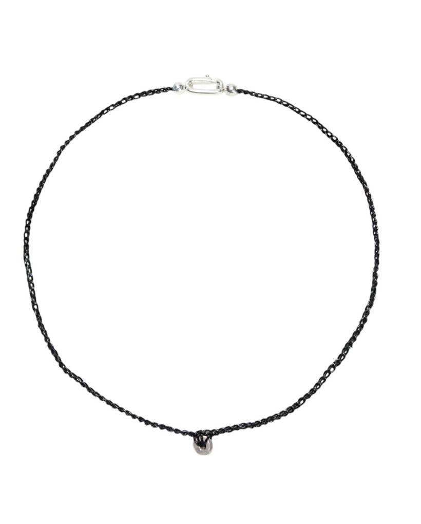 silver ugly donut metallic crochet necklace