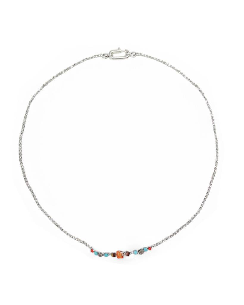 sunset bits metallic crochet necklace