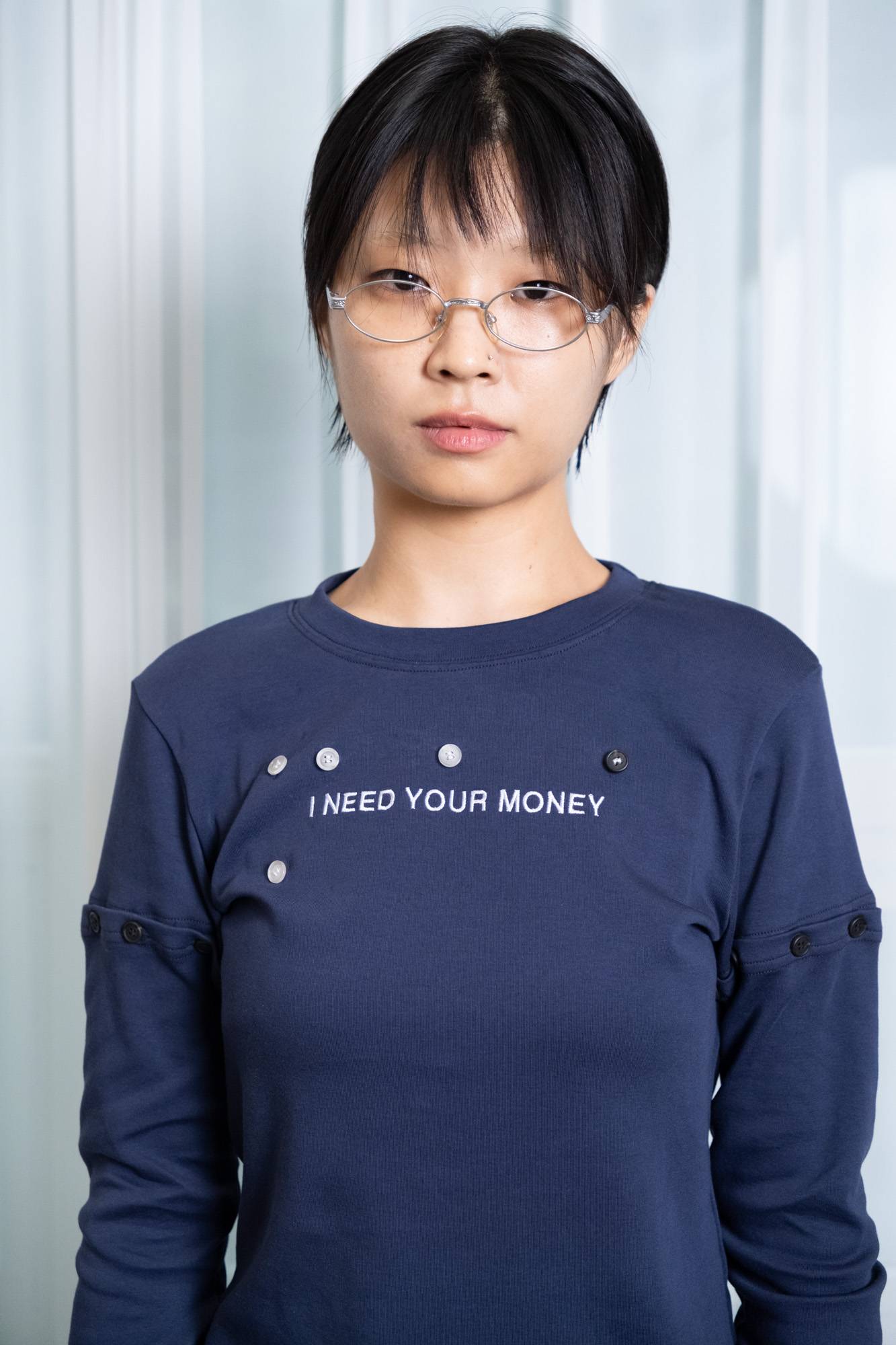 "HIRE ME" CONVERTIBLE LONG SLEEVE (NAVY)