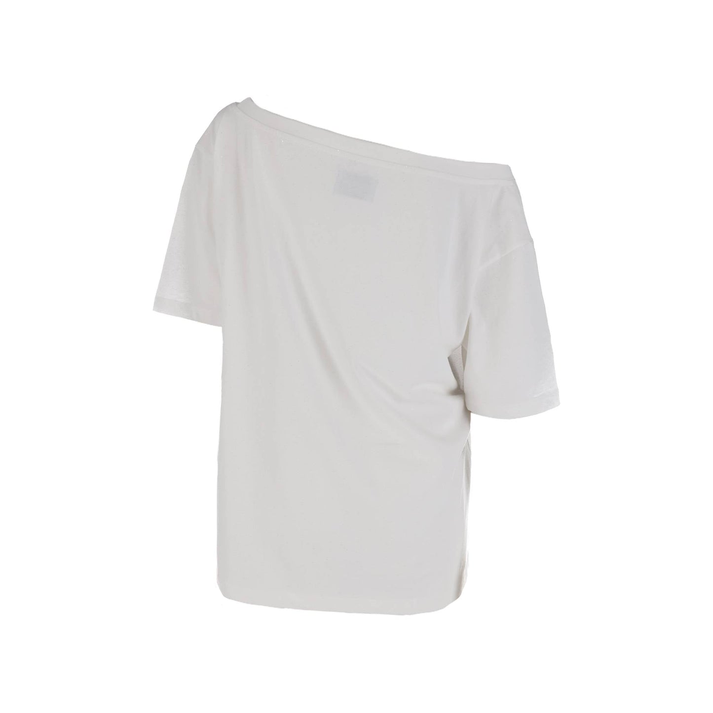 Lazy Queen Shiny Off-Shoulder Tee- White