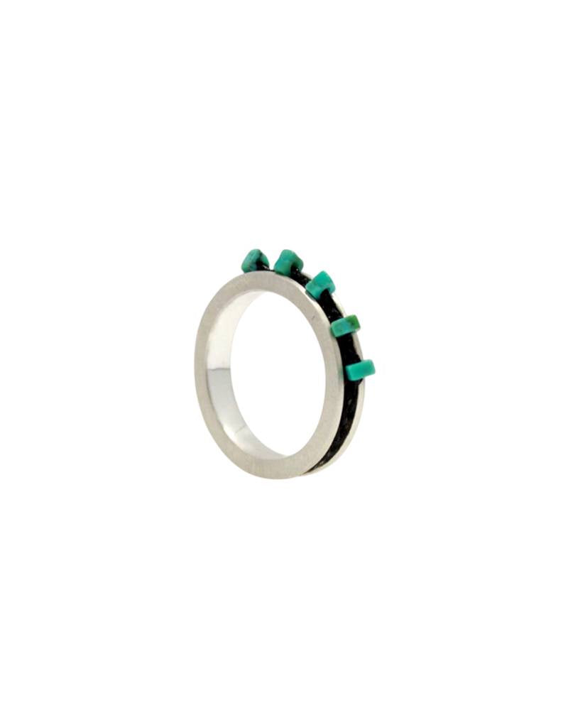 turquoise blocks crochet ring