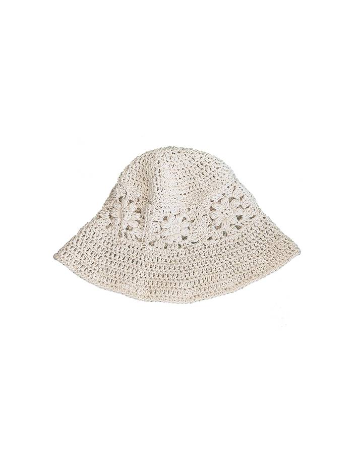 FLOWER BUCKET HAT 플라워 크로쉐 니트 버킷햇 - IVORY - saltybutterhandworks 솔티버터핸드웍스 - CAVA LIFE