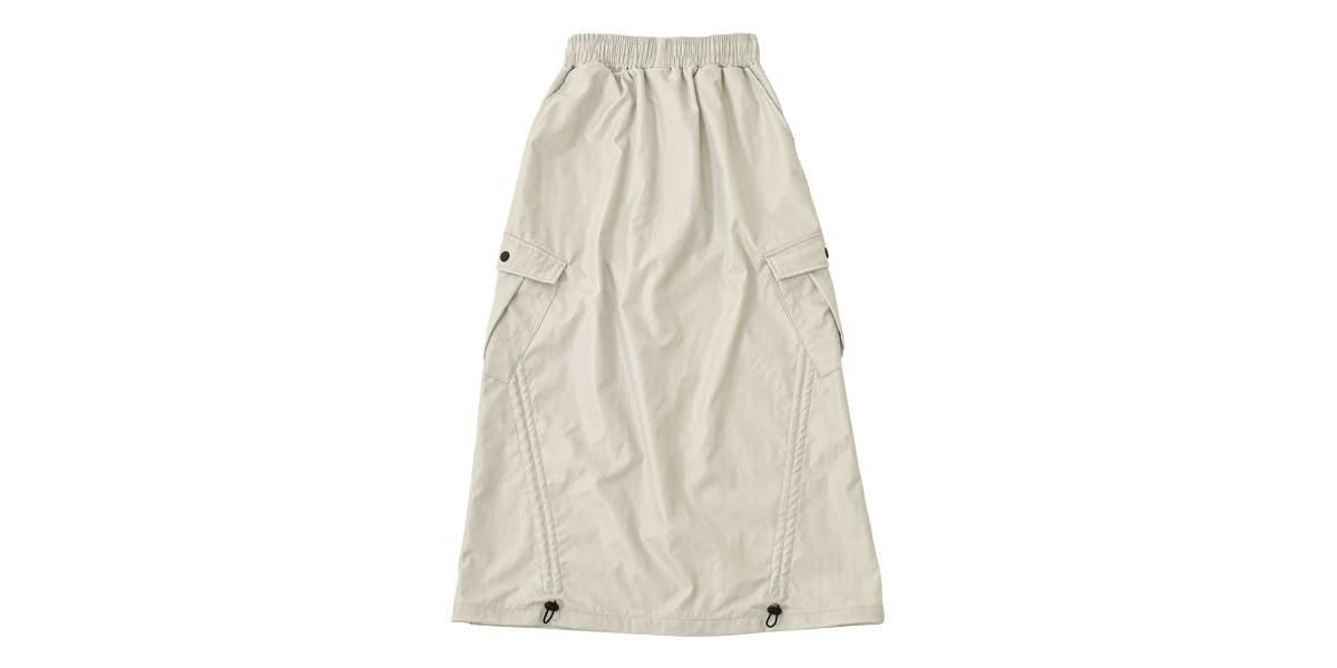 HEART BAND CARGO LONG SKIRTS (GREY)