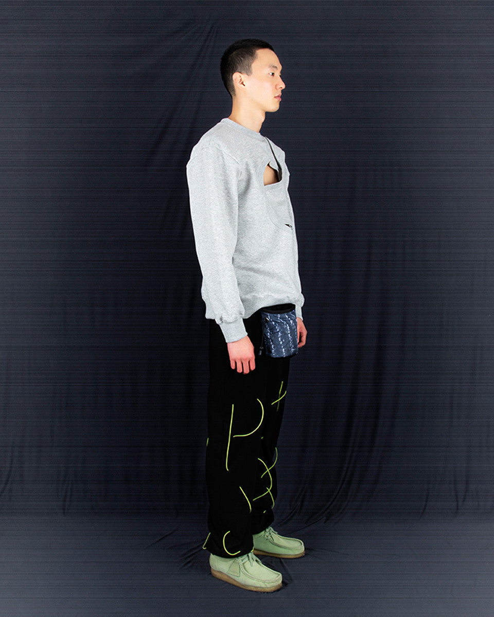 REVERSIBLE OVERLAP SWEATSHIRT (GREY) - IRREGULAR STUDIO 이레귤러 - CAVA LIFE