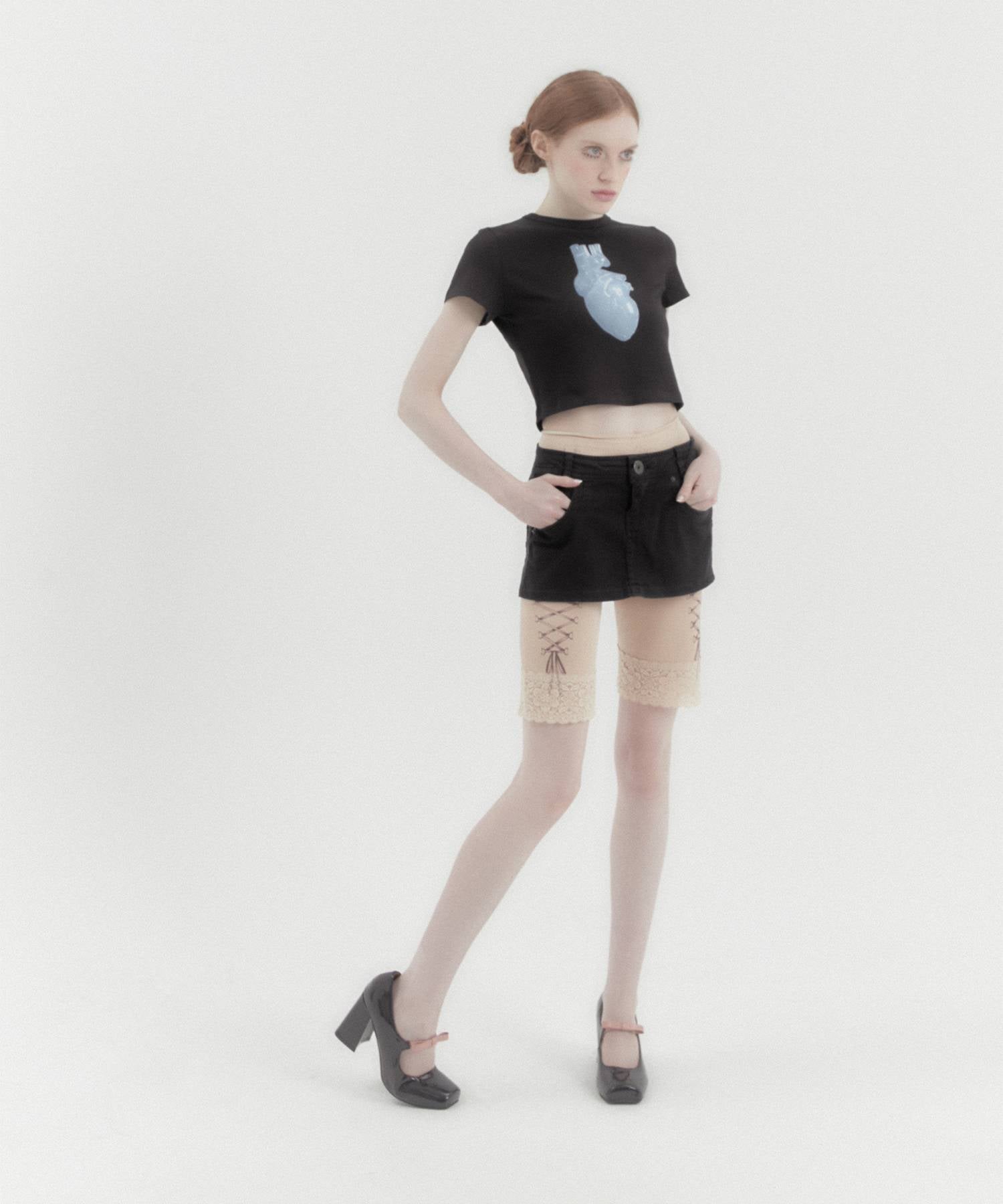 Heart Short Sleeve Tee BLACK