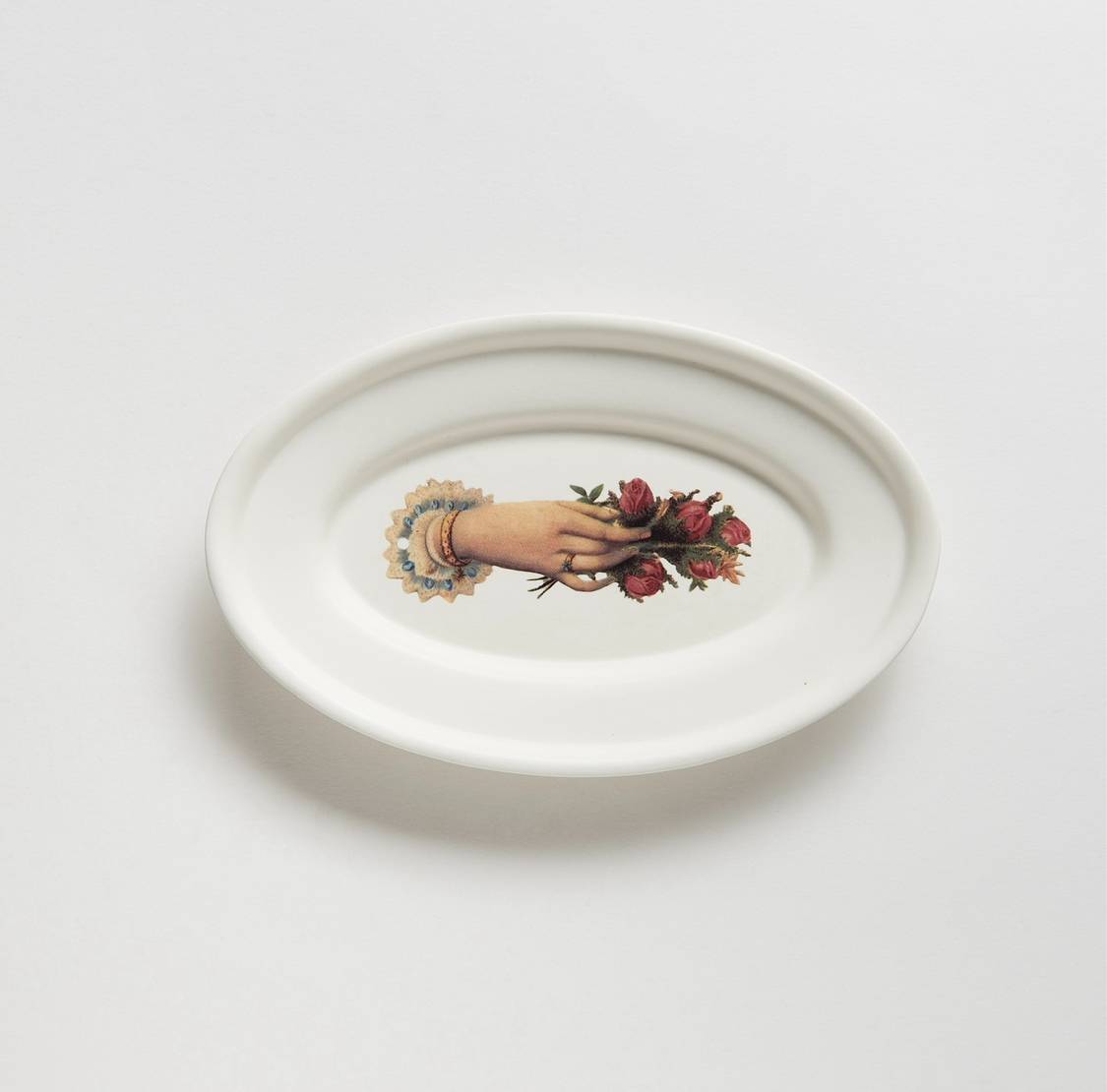 분홍장미 손그림 오벌접시 - chinoiserie 시누아즈리 - CAVA LIFE