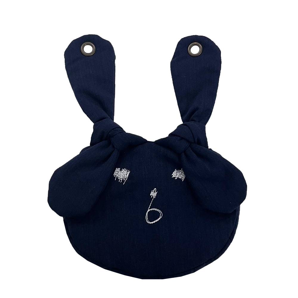 무기력 토끼 얼굴 자수 크로스 카드백 Navy - Whimsy Mind 윔지마인드 - CAVA LIFE