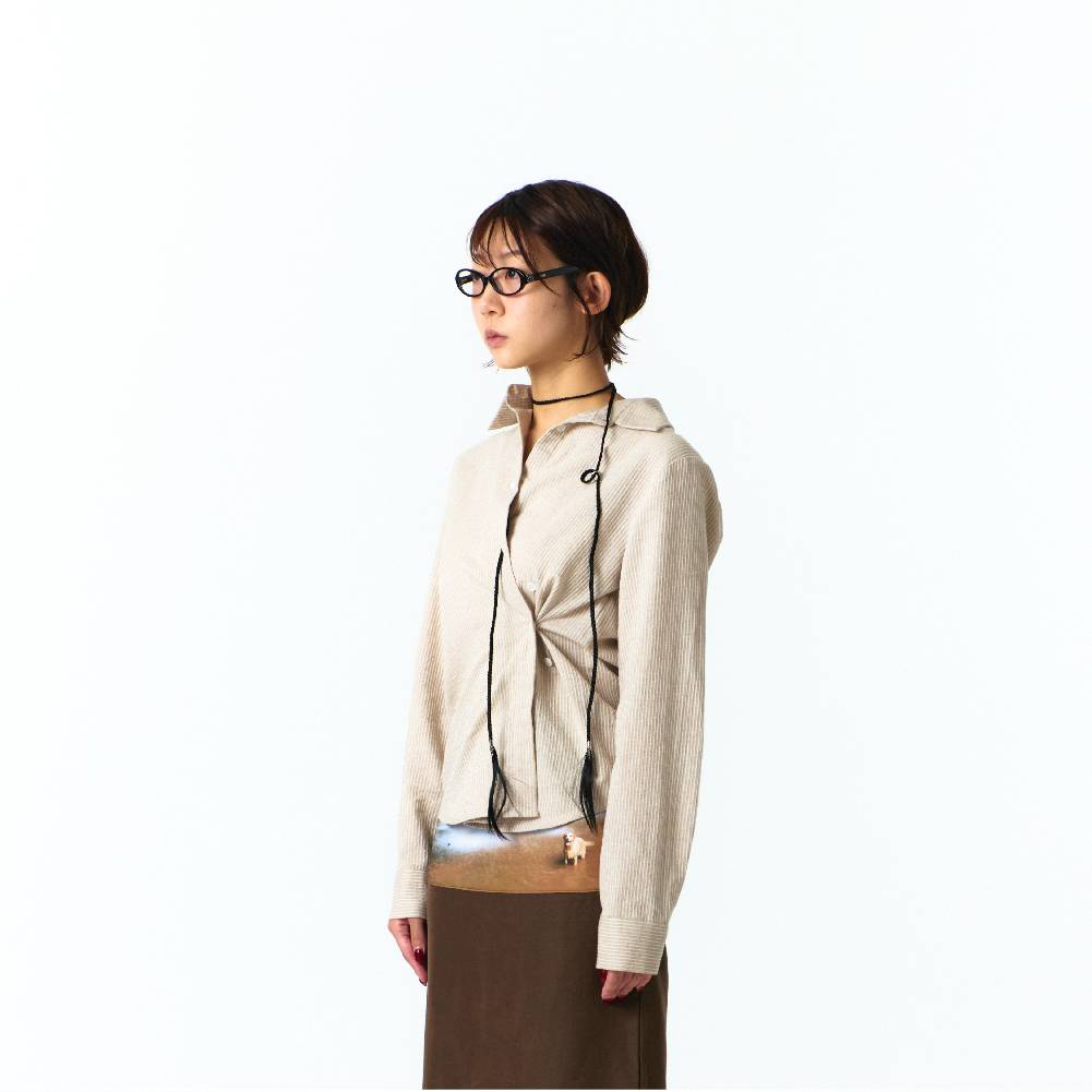 EXTRA BUTTONS STRIPE SHIRTS (BROWN)