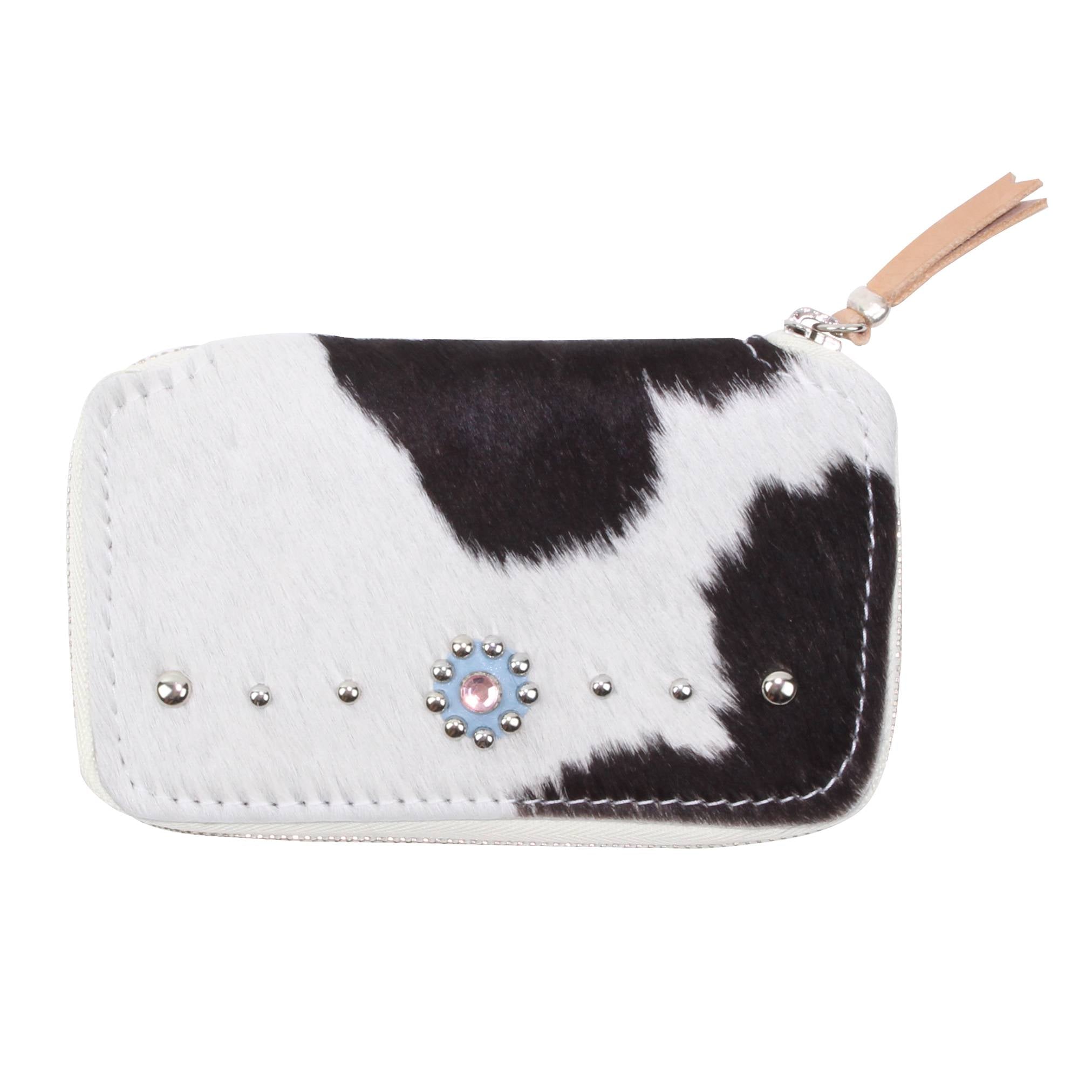 STUD WALLET(Unborn Calf-skin) - Black and White