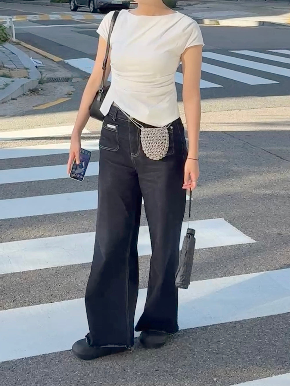 미니 바스켓 크로스 백 - Light Grey