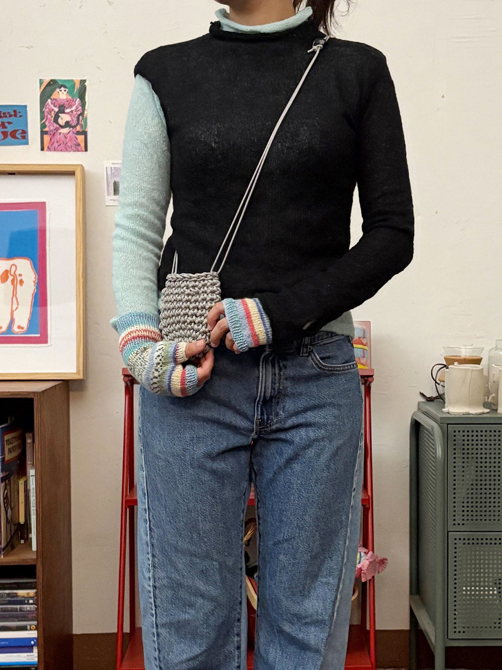 미니 바스켓 크로스 백 - Light Grey