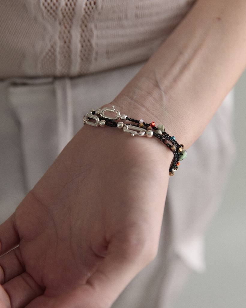 pastry and peanut metallic crochet bracelet