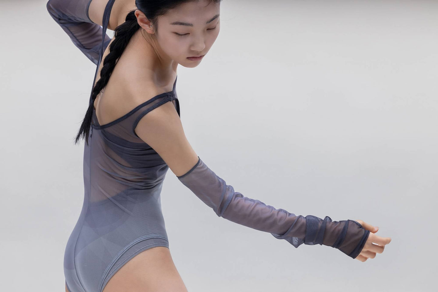 SHEER LAYERED BODYSUIT [DEEP GRAY]