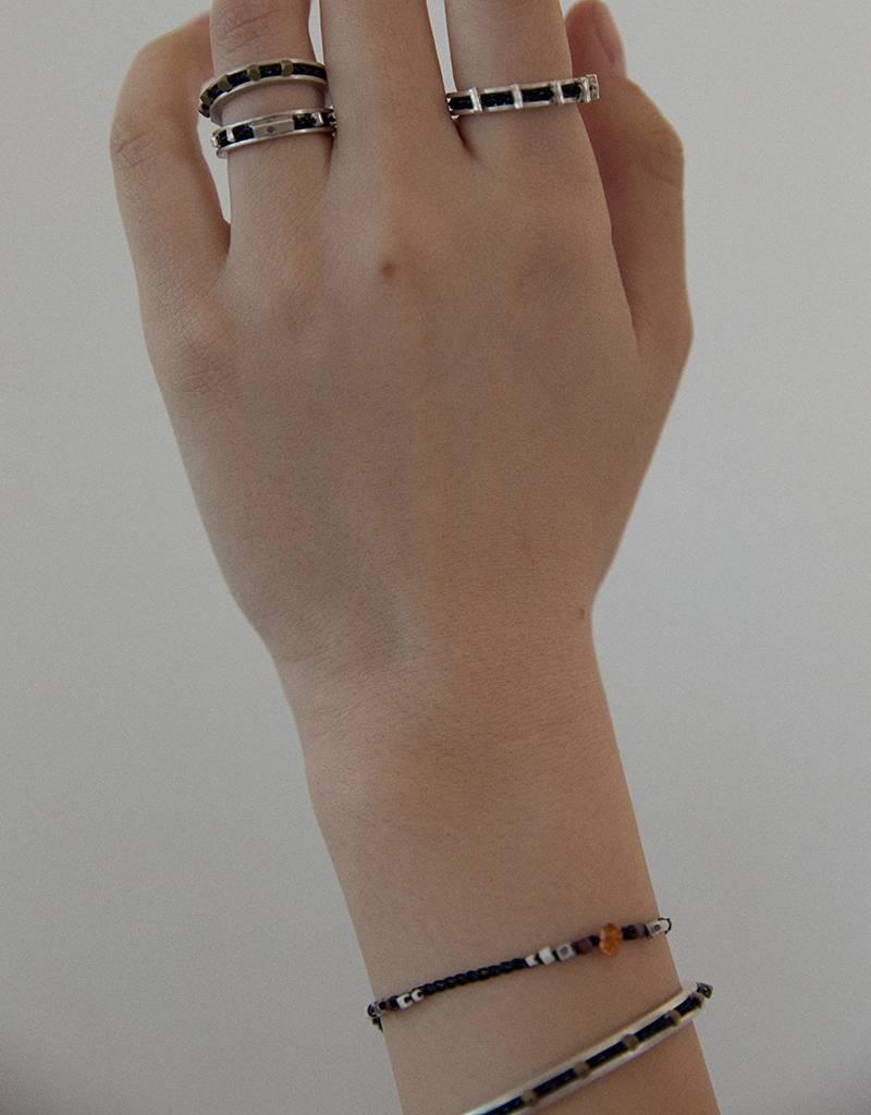 steel stone crochet bangle