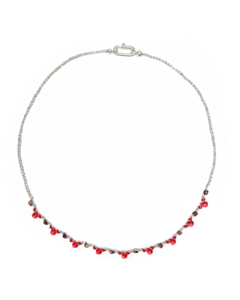 blush blush dew metallic crochet necklace