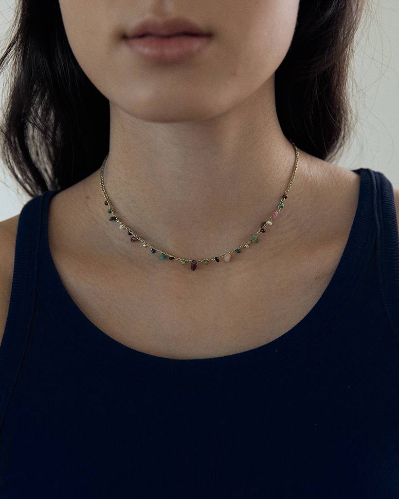 multi-chips Ⅱ metallic crochet necklace