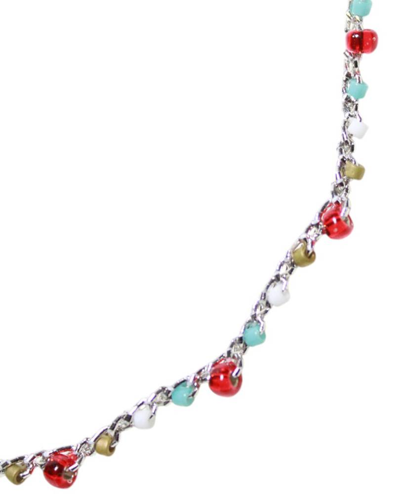 dancing santas metallic crochet necklace