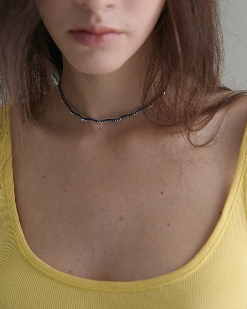 hush hush beach metallic crochet necklace