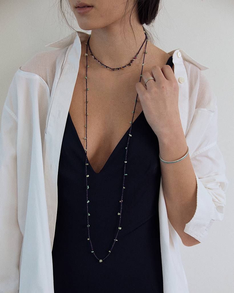 multi-chips Ⅱ metallic crochet necklace