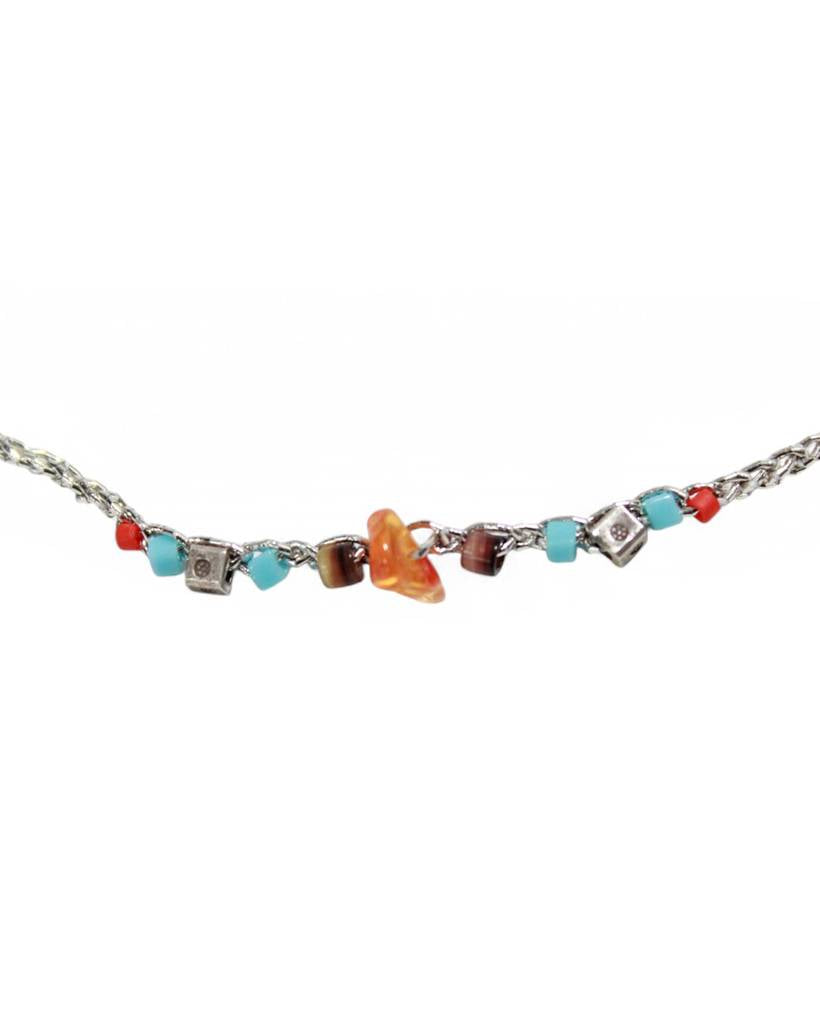 sunset bits metallic crochet necklace