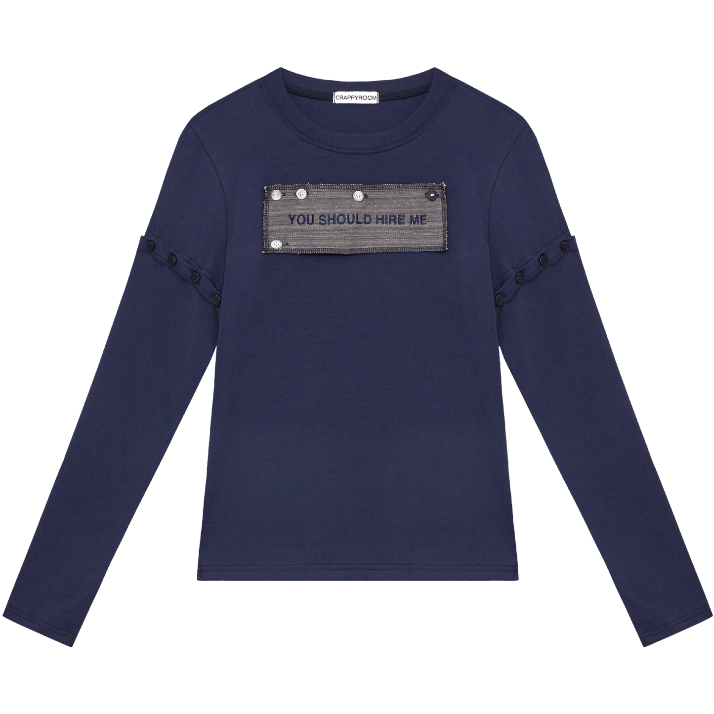 "HIRE ME" CONVERTIBLE LONG SLEEVE (NAVY)