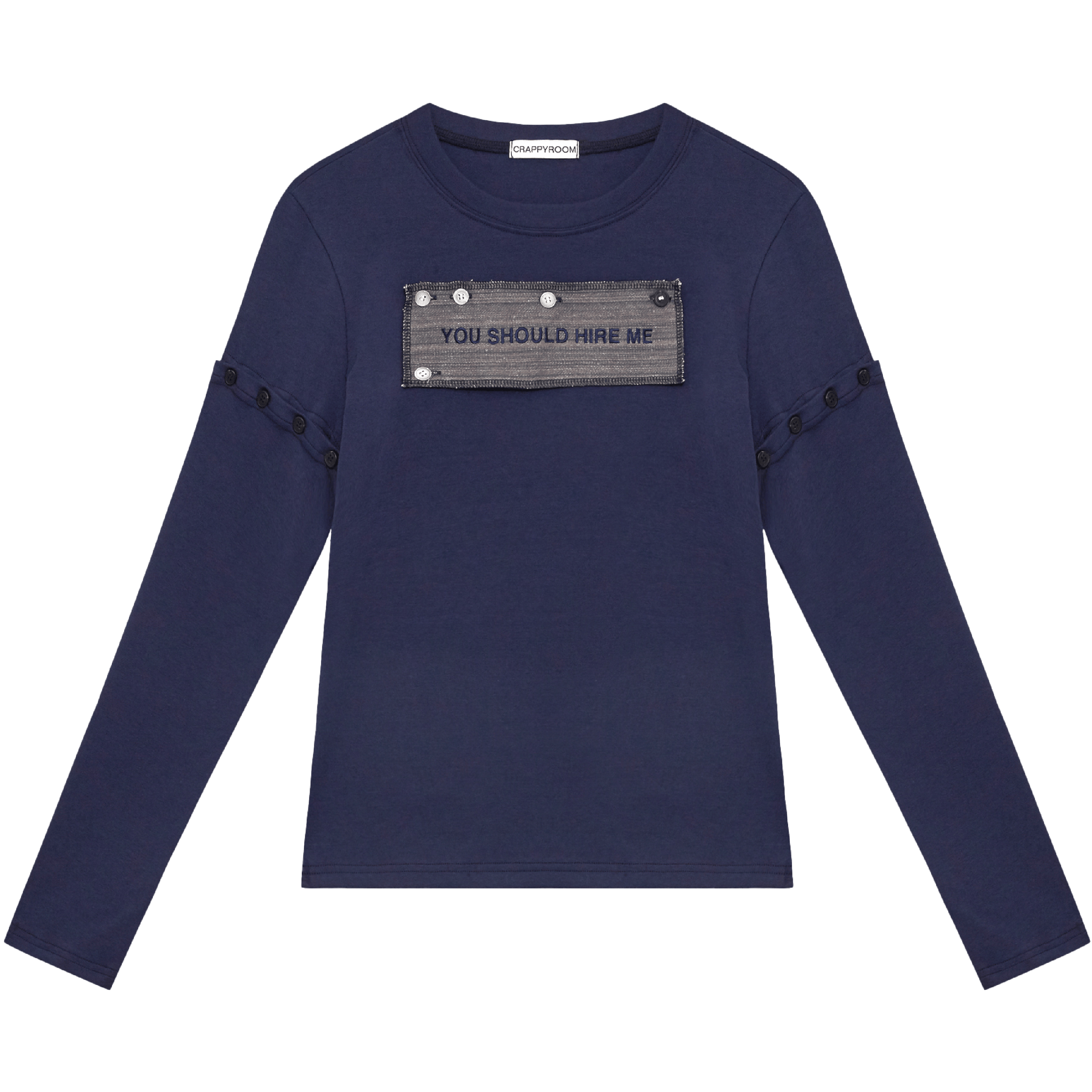 "HIRE ME" CONVERTIBLE LONG SLEEVE (NAVY)