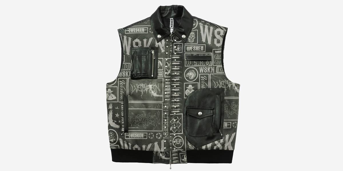 MA-1 BATTLE GRAPHIC STUD DETAILED PADDED VEST(BLACK) - WESKEN - CAVA LIFE