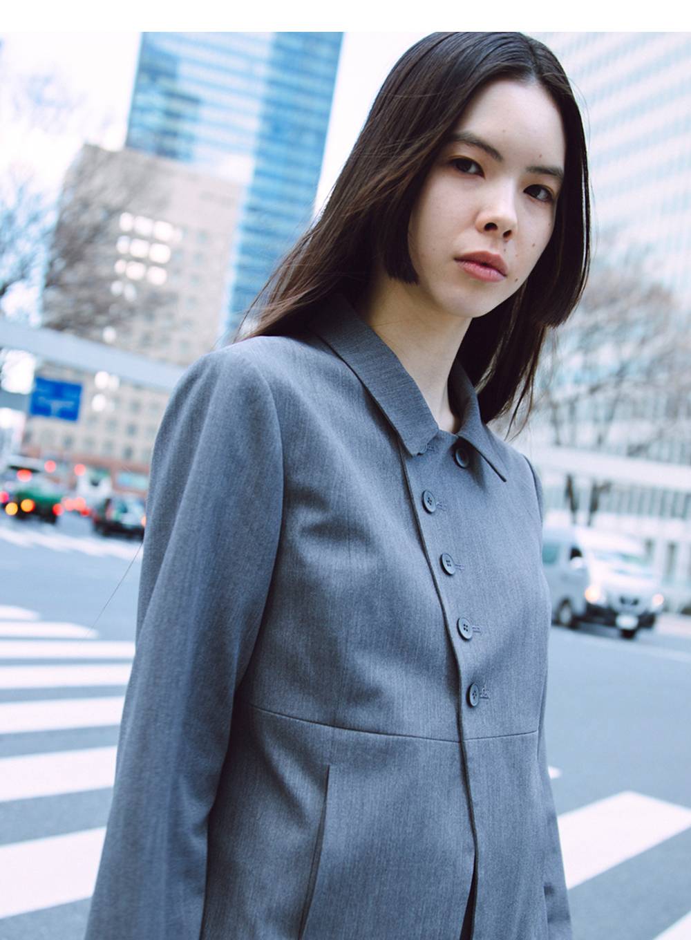 DOUBLE-BUTTON JACKET / GRAY