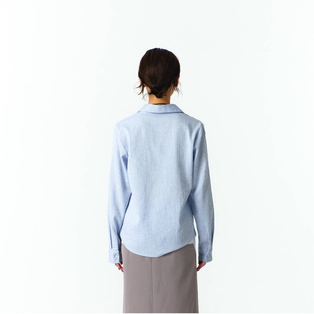 EXTRA BUTTONS STRIPE SHIRTS (BLUE)