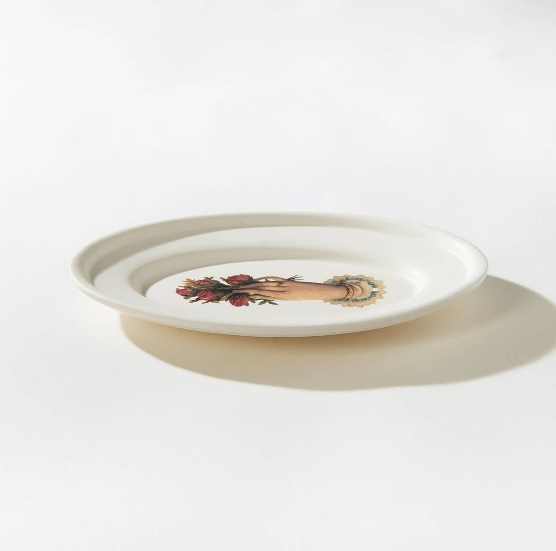 분홍장미 손그림 오벌접시 - chinoiserie 시누아즈리 - CAVA LIFE