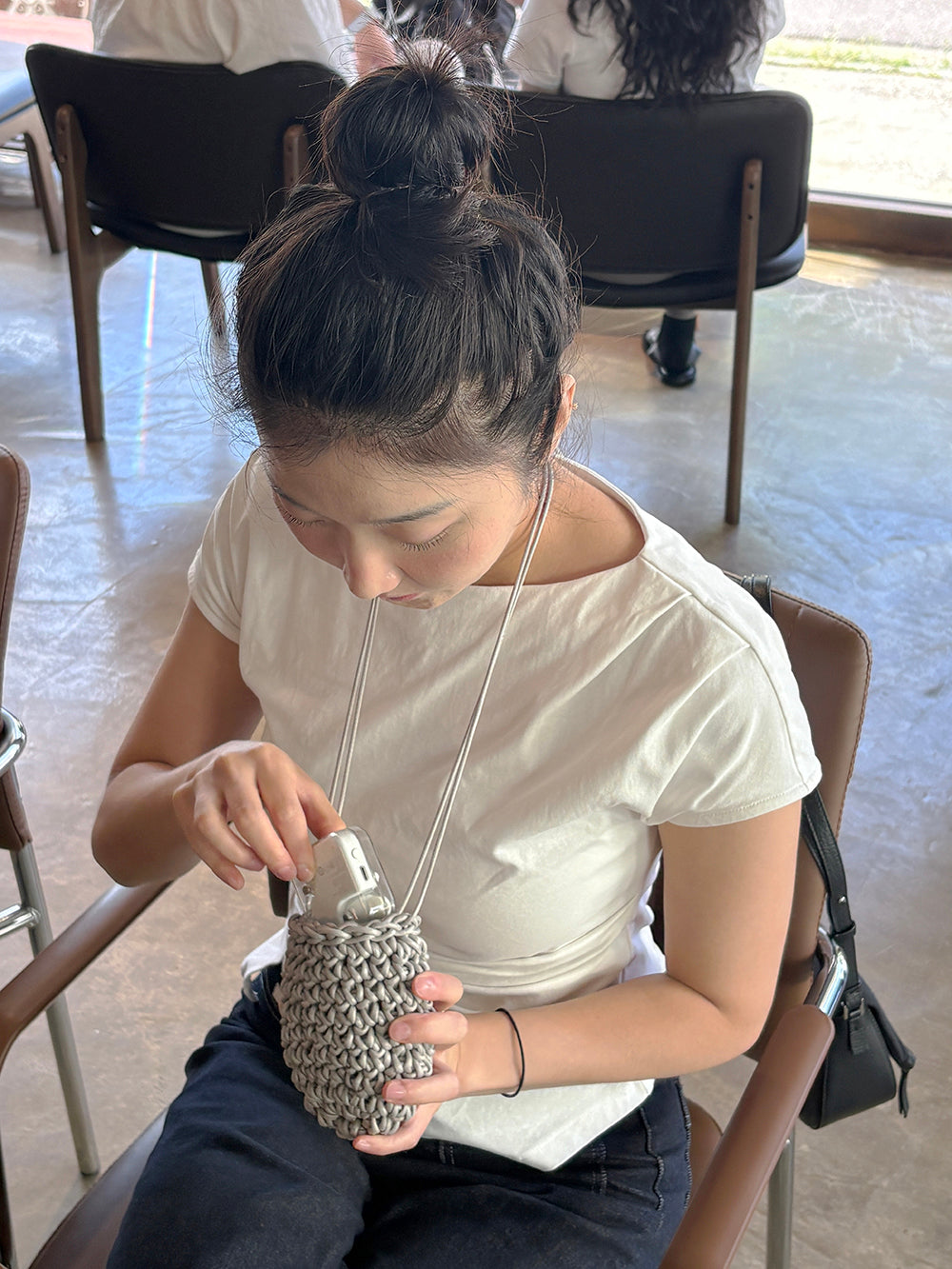 미니 바스켓 크로스 백 - Light Grey