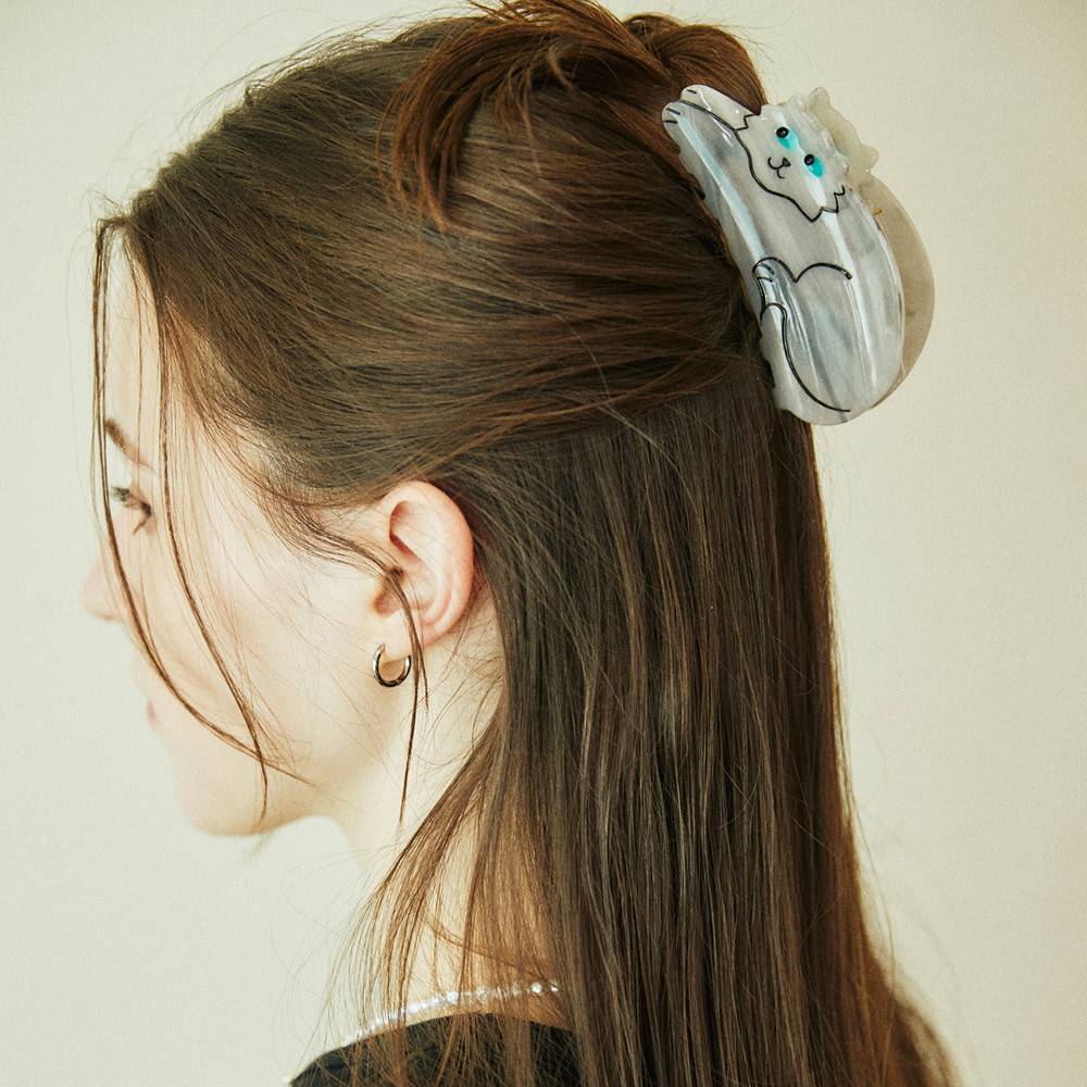 [블랙핑크 제니, 송혜교 착용] 회색 고양이 헤어집게핀 - COUCOU SUZETTE