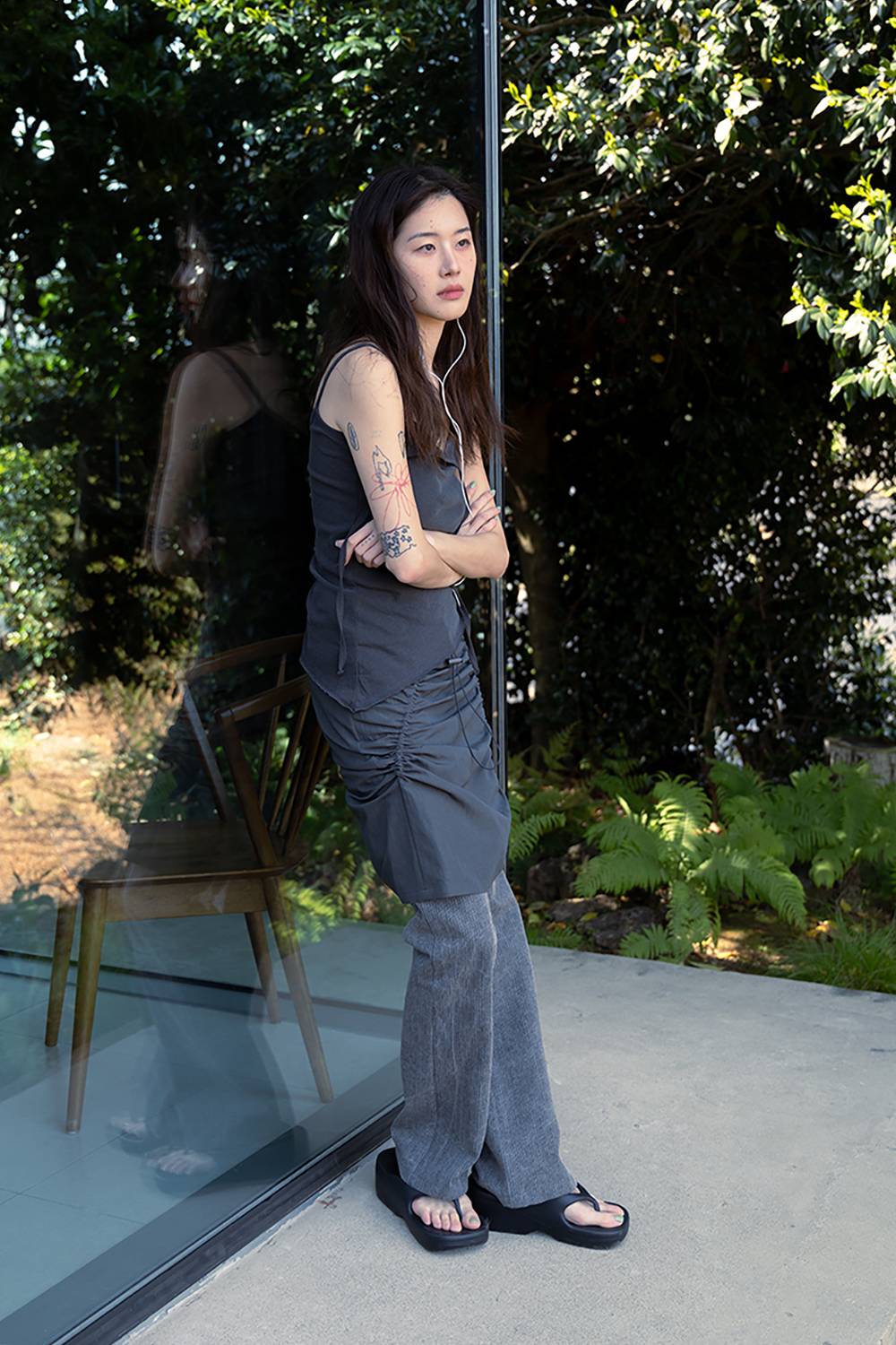 DRAWSTRING SKIRT / CHARCOAL