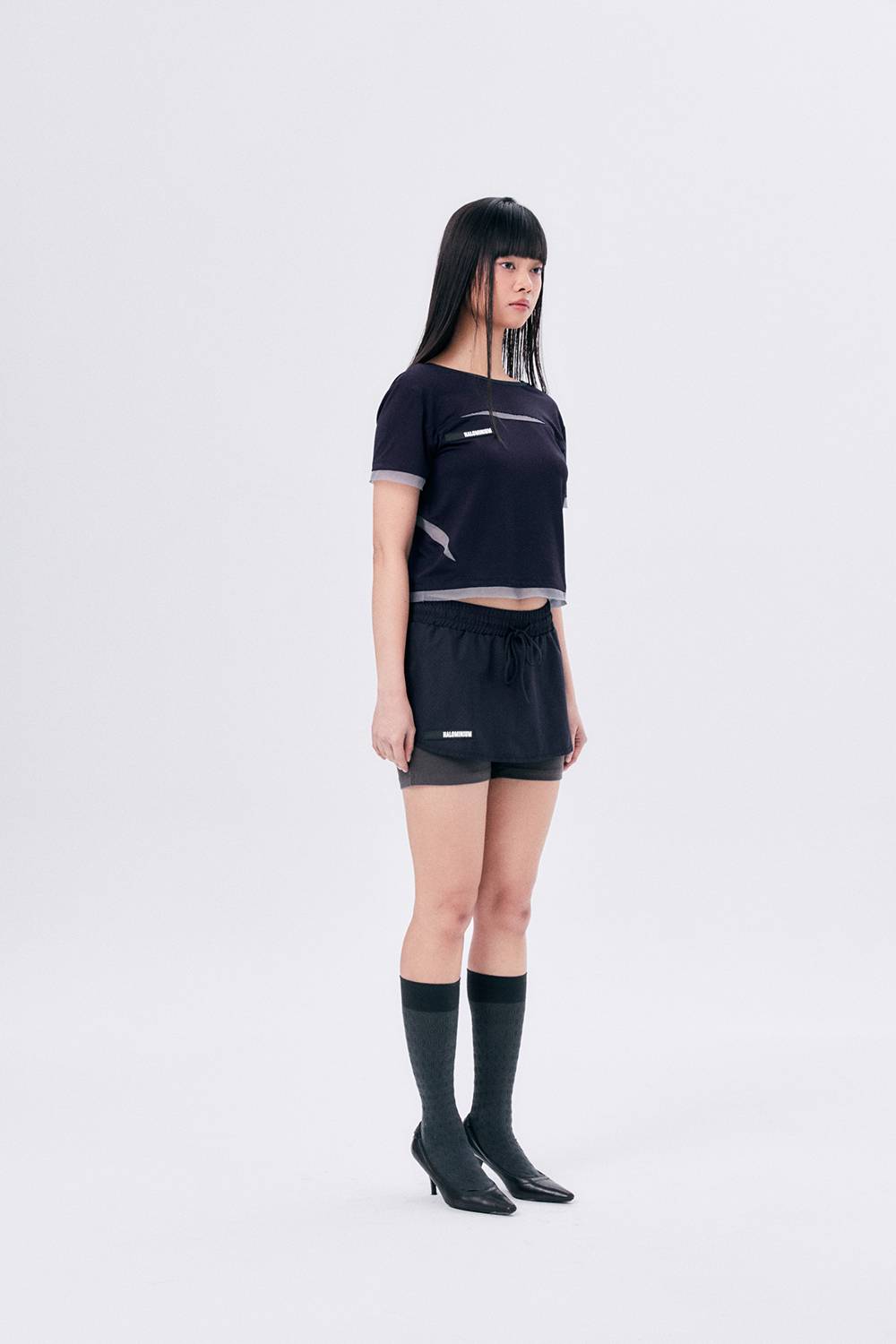 MICRO MESH SKIRT PANTS / NAVY - HALOMINIUM  할로미늄 - CAVA LIFE