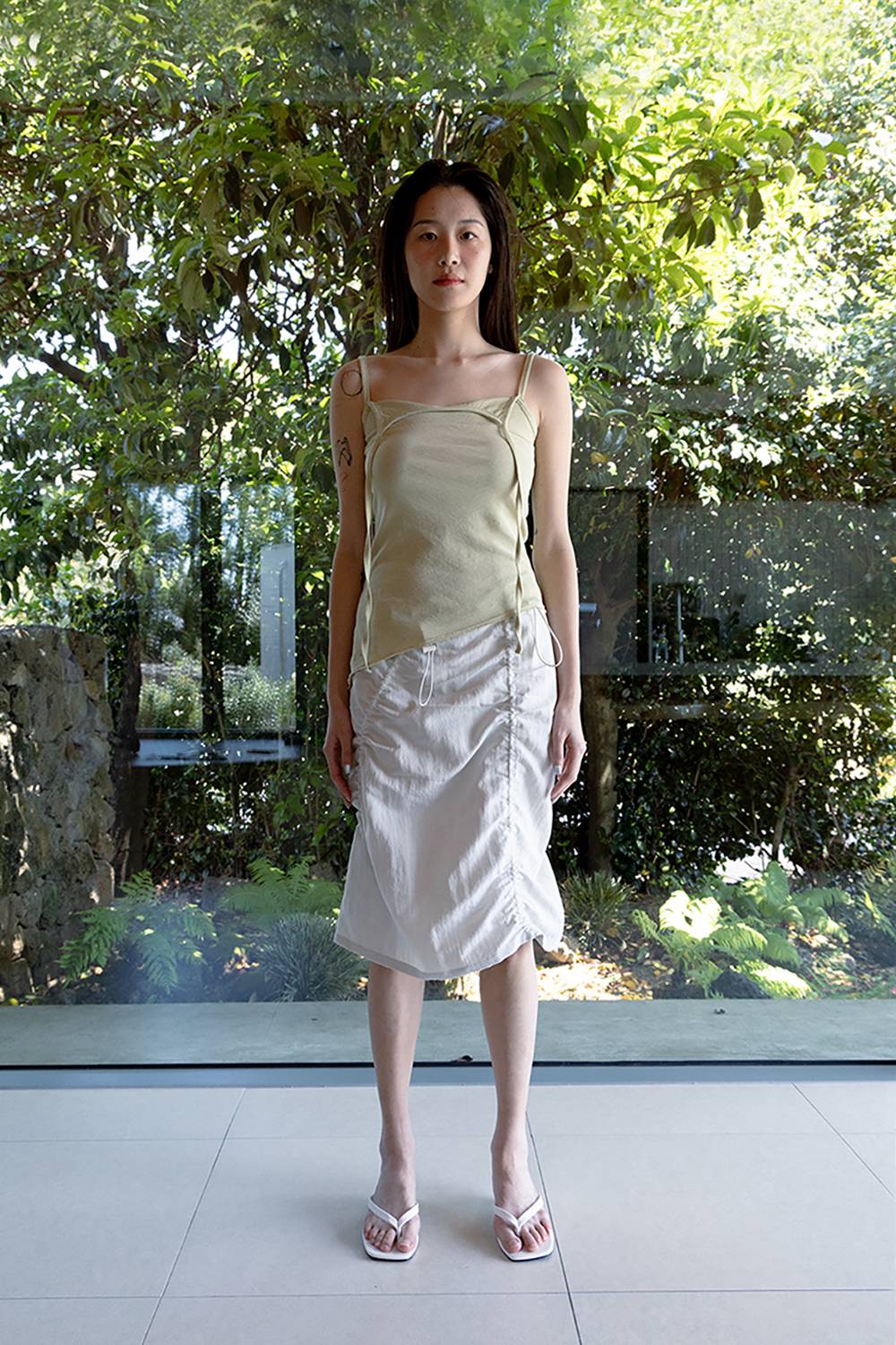 DRAWSTRING SKIRT / ECRU