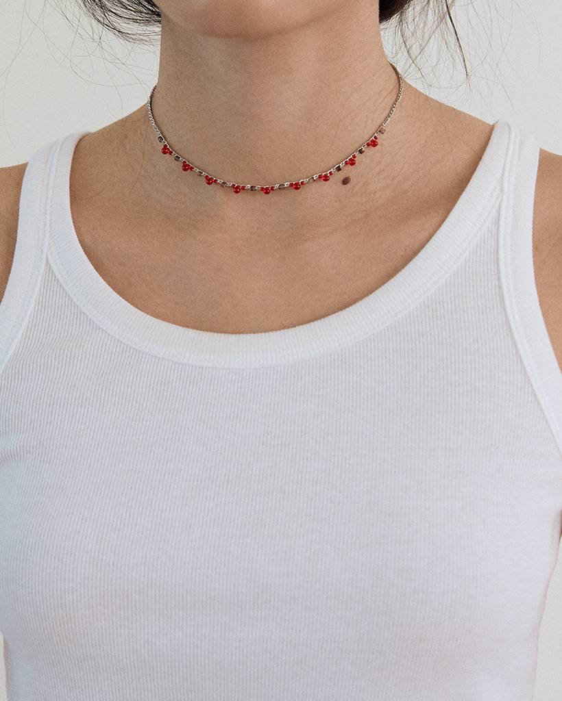 blush blush dew metallic crochet necklace