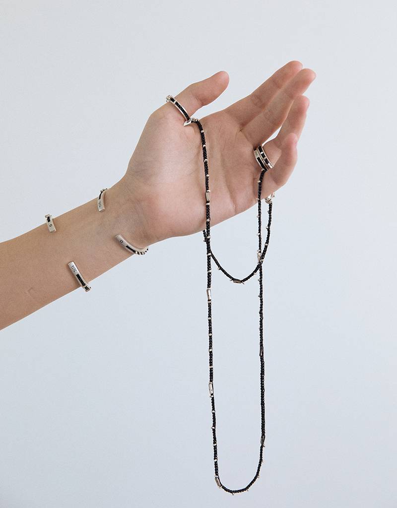 silver sticks crochet bangle