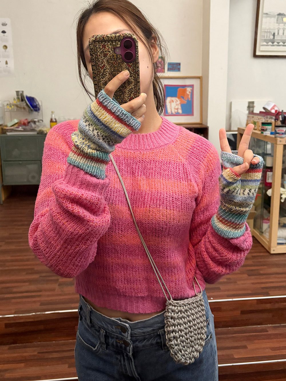 미니 바스켓 크로스 백 - Light Grey