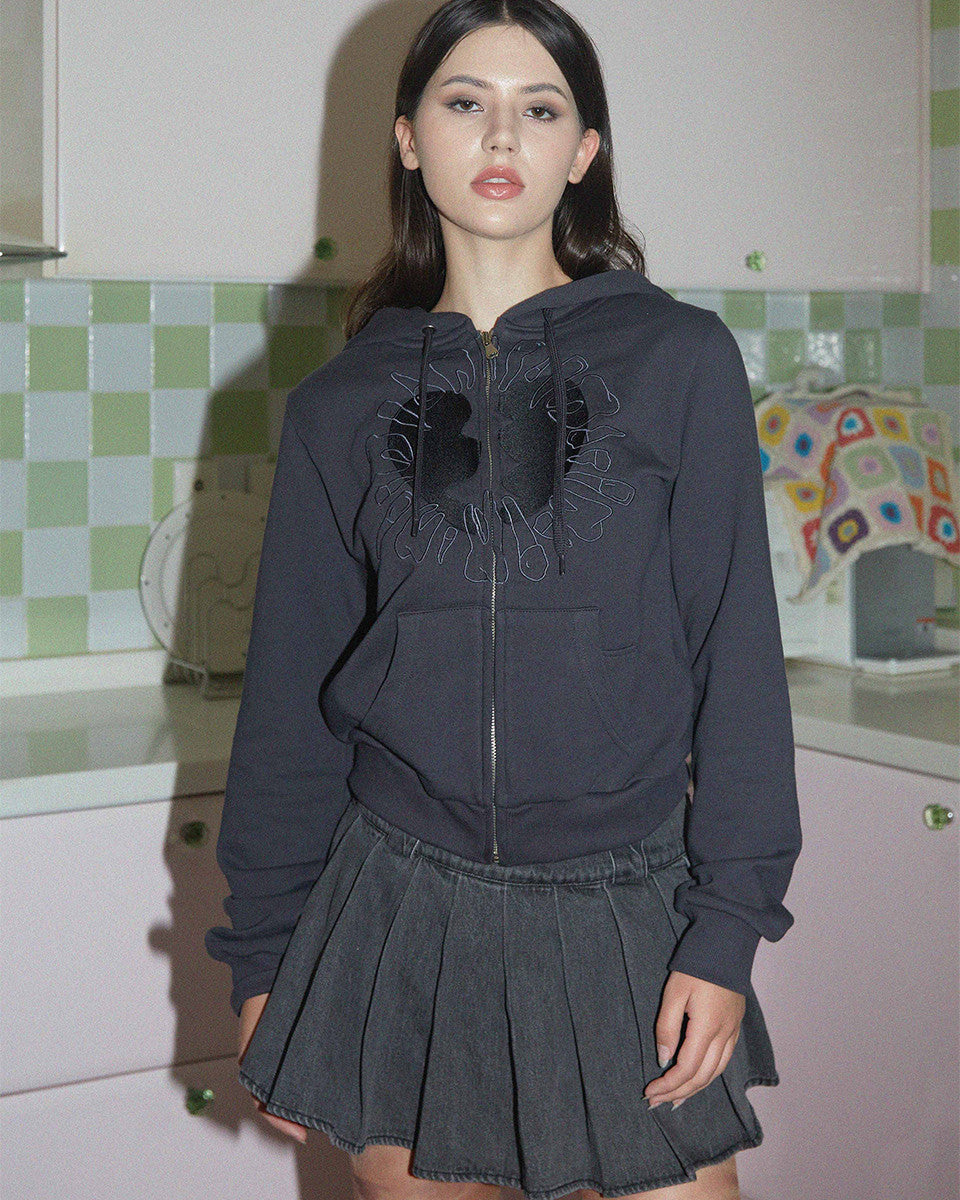 Broken Heart zip-up hoodie GRAY - KATER 카터 - CAVA LIFE