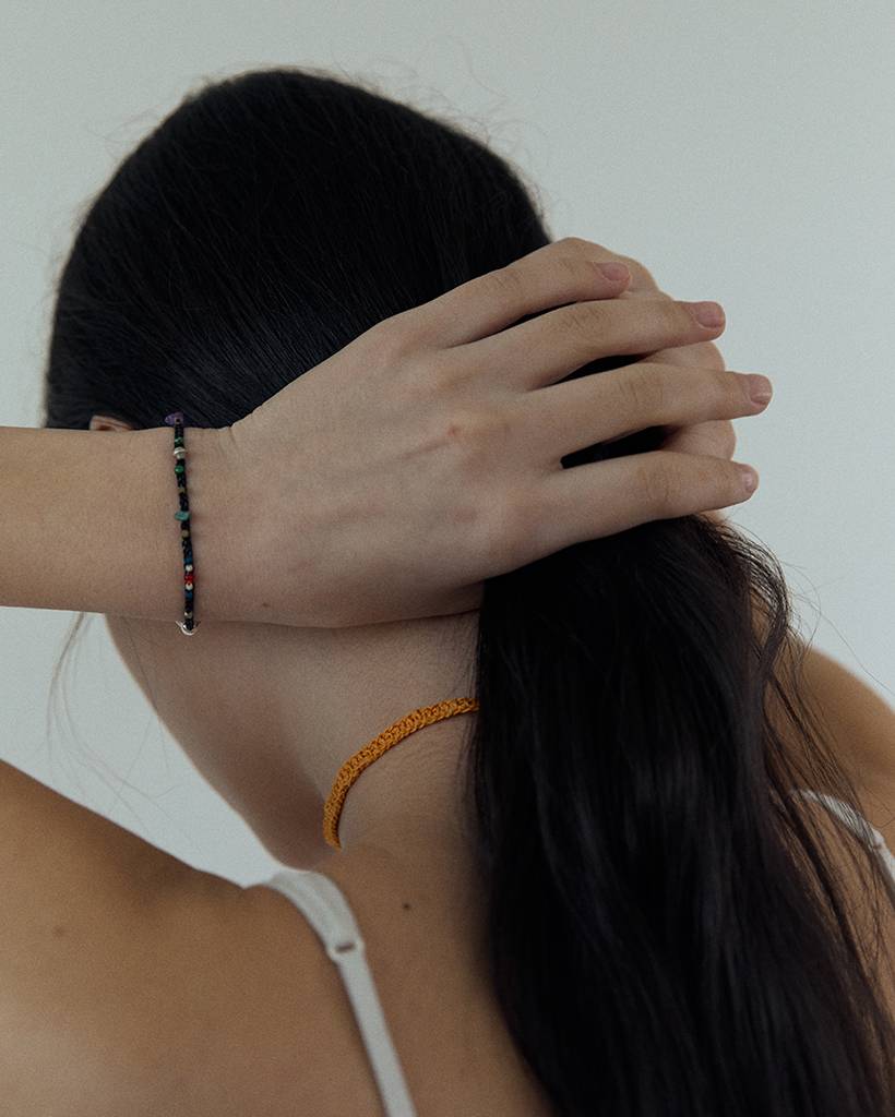 night of village  metallic crochet bracelet (bold)