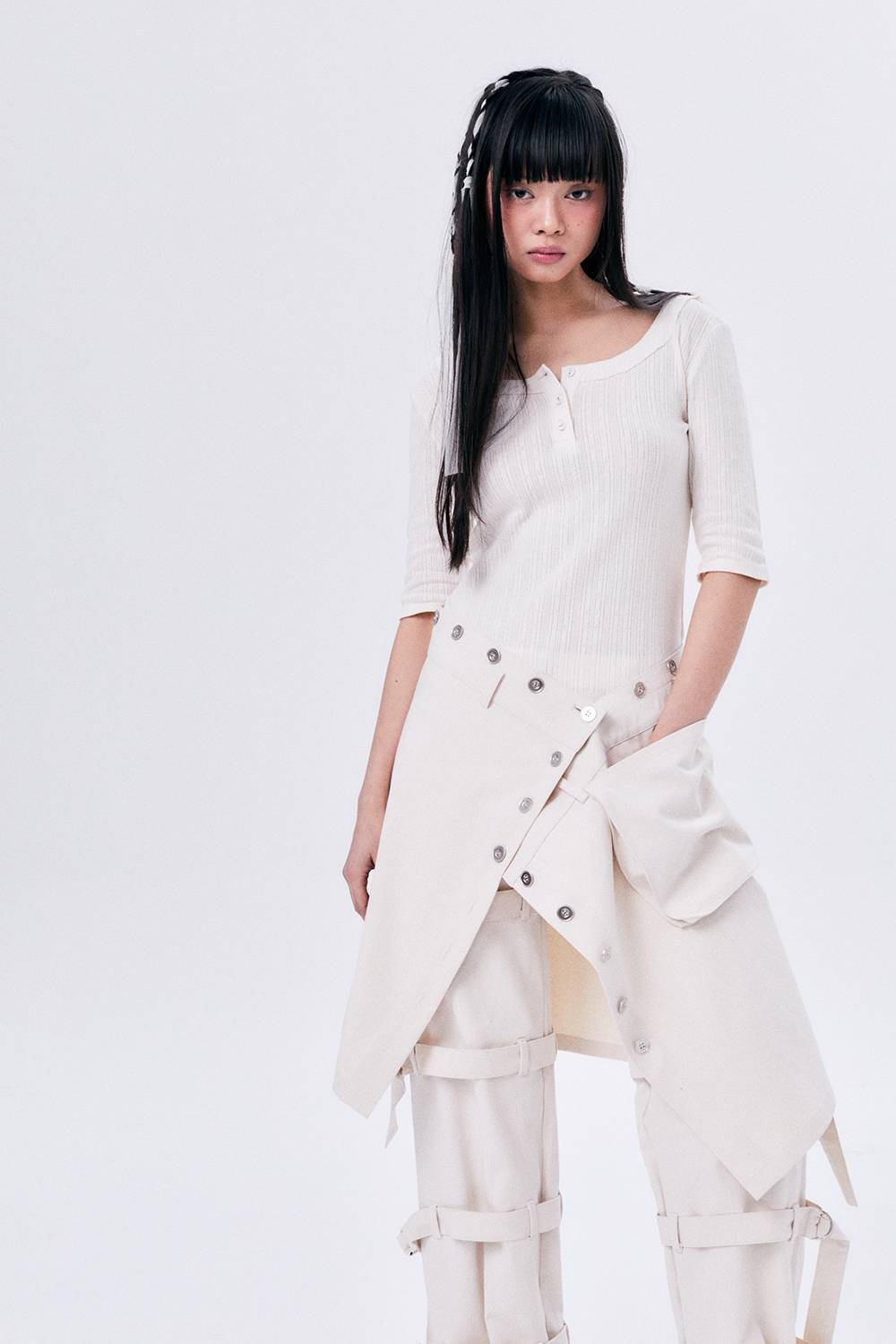 BUTTONS WRAP SKIRT / ECRU - HALOMINIUM  할로미늄 - CAVA LIFE