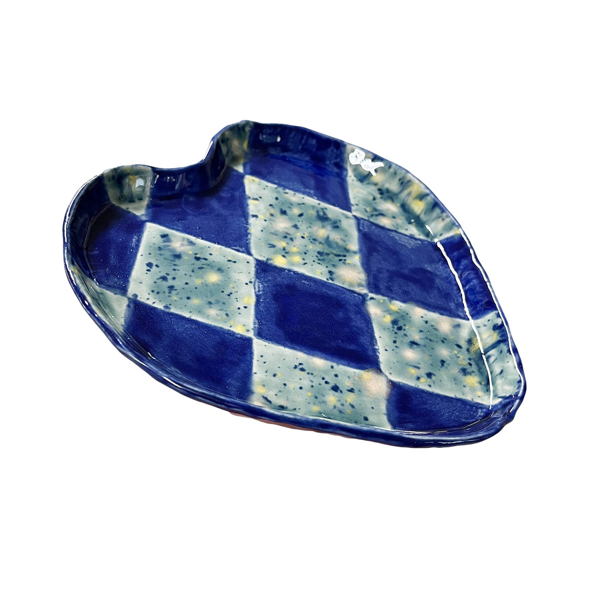 블루블루 하트체커 접시 - steadinary 스테디너리 - CAVA LIFE