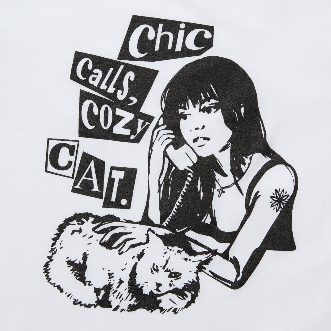 COZY CAT CROP T-SHIRT (WHITE) - KRUCHI 크루치 - CAVA LIFE