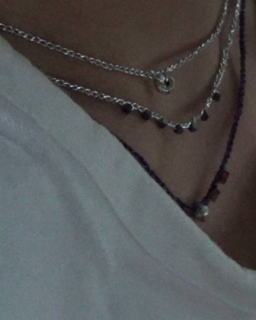 silver ugly donut metallic crochet necklace