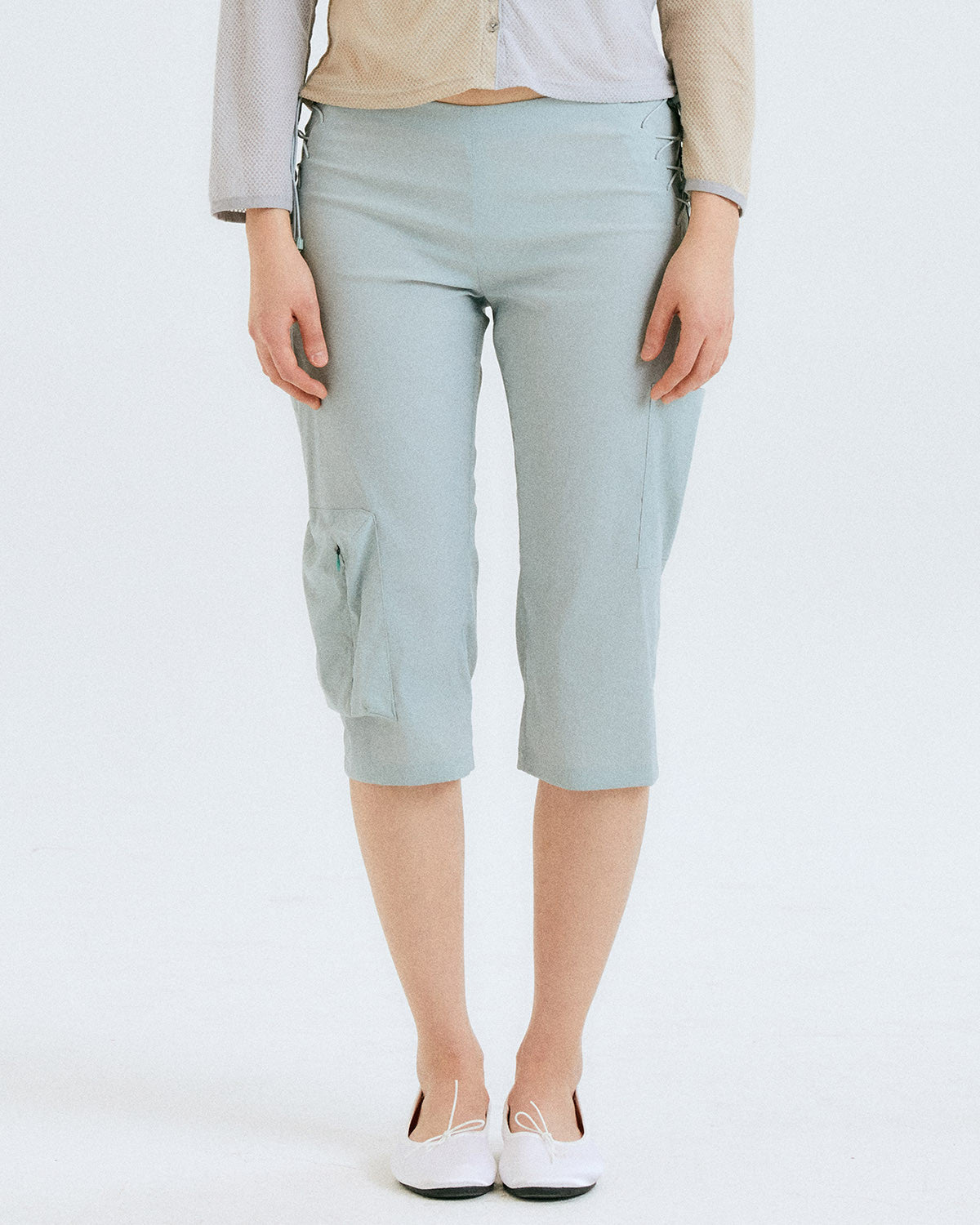 레이스 업 크롭 팬츠 / 아쿠아 - HALOMINIUM  할로미늄 - CAVA LIFE