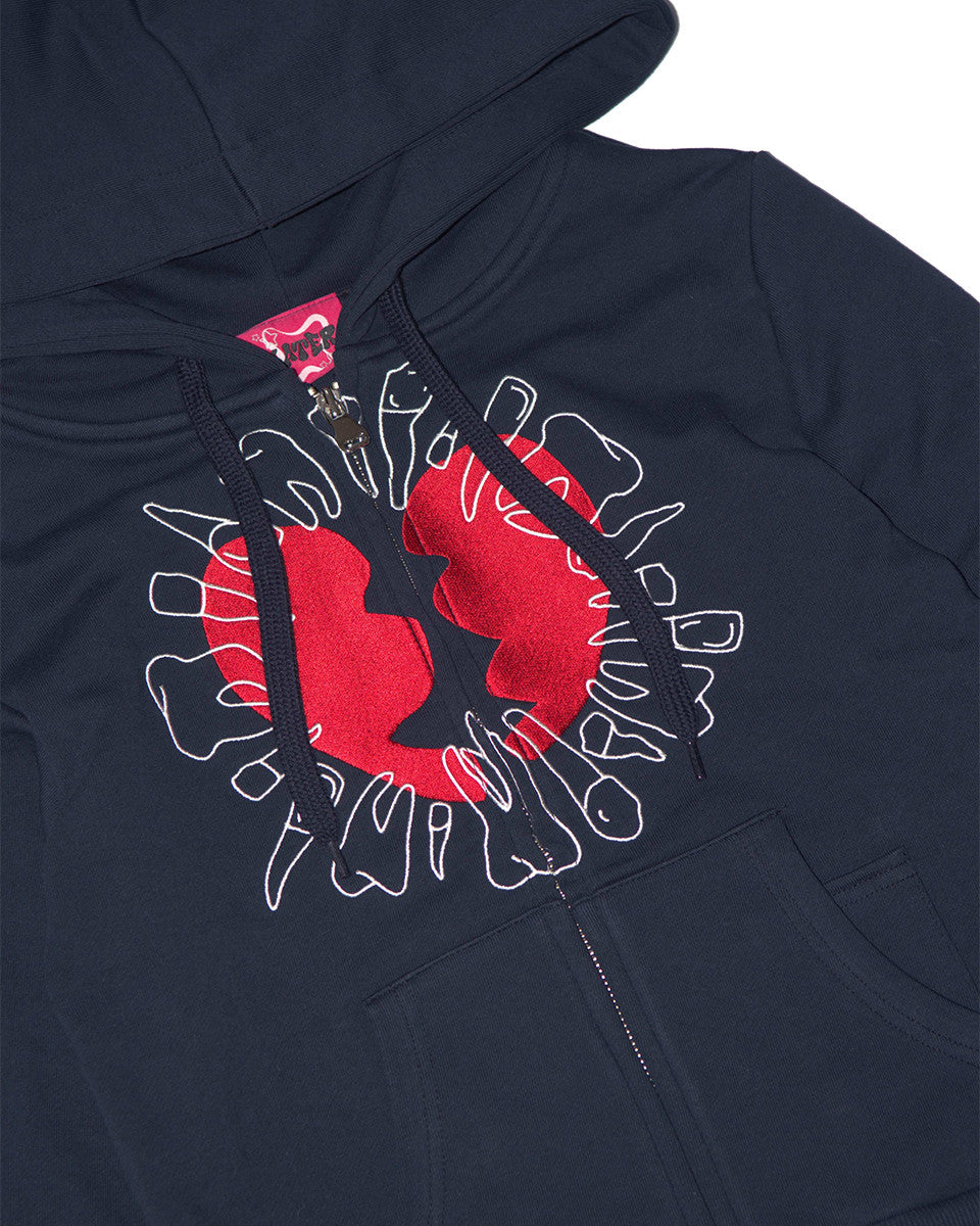 BROKEN HEART ZIP-UP HOODIE NAVY - KATER 카터 - CAVA LIFE