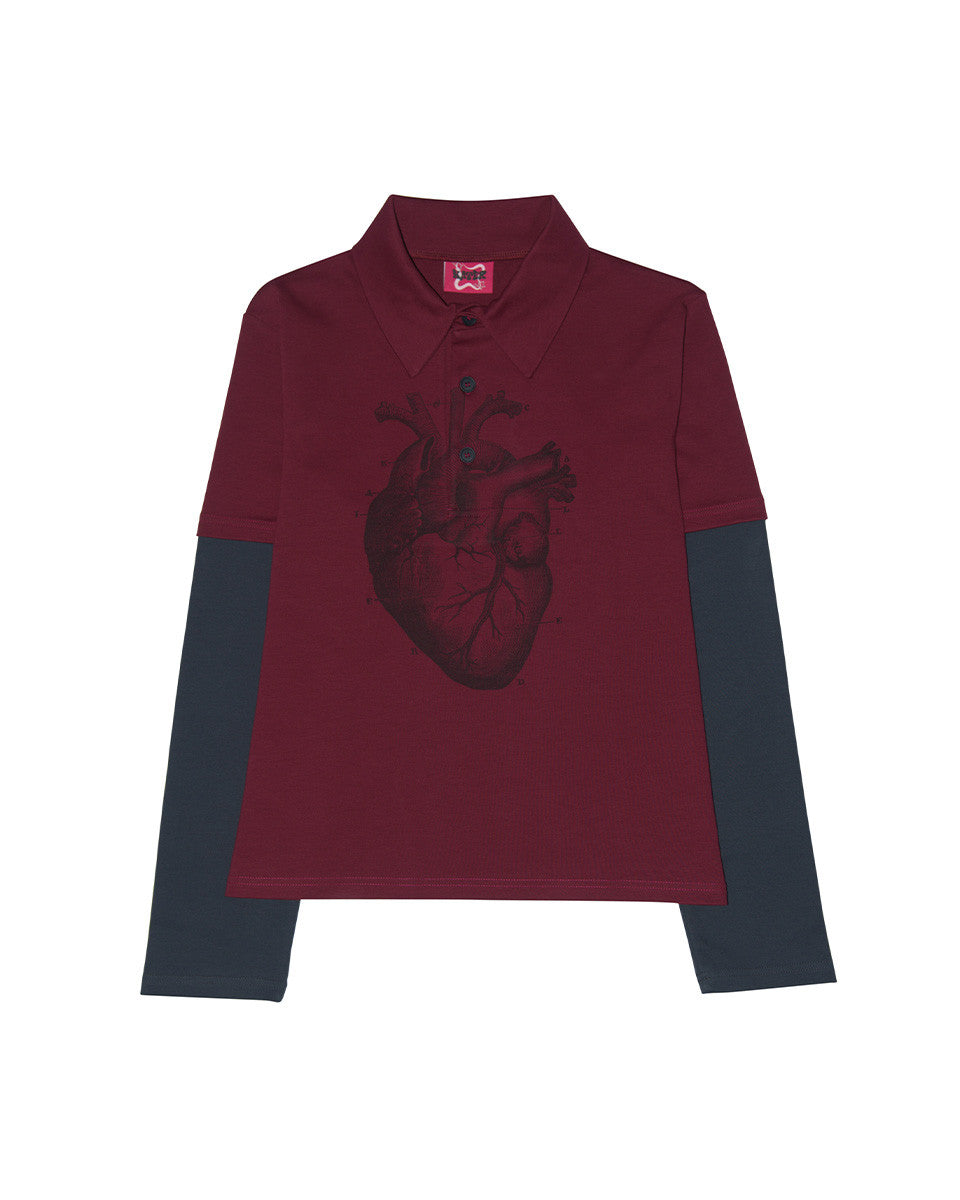 Heart PK layered long sleeve BURGUNDY - KATER 카터 - CAVA LIFE