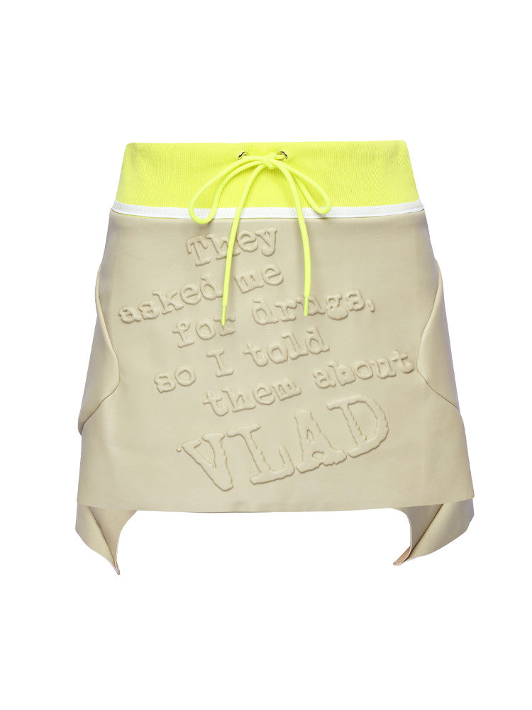TE#12 “Embossing VLAD” Neon Yellow Faux Leather Shorts - KIZIP 키집 - CAVA LIFE