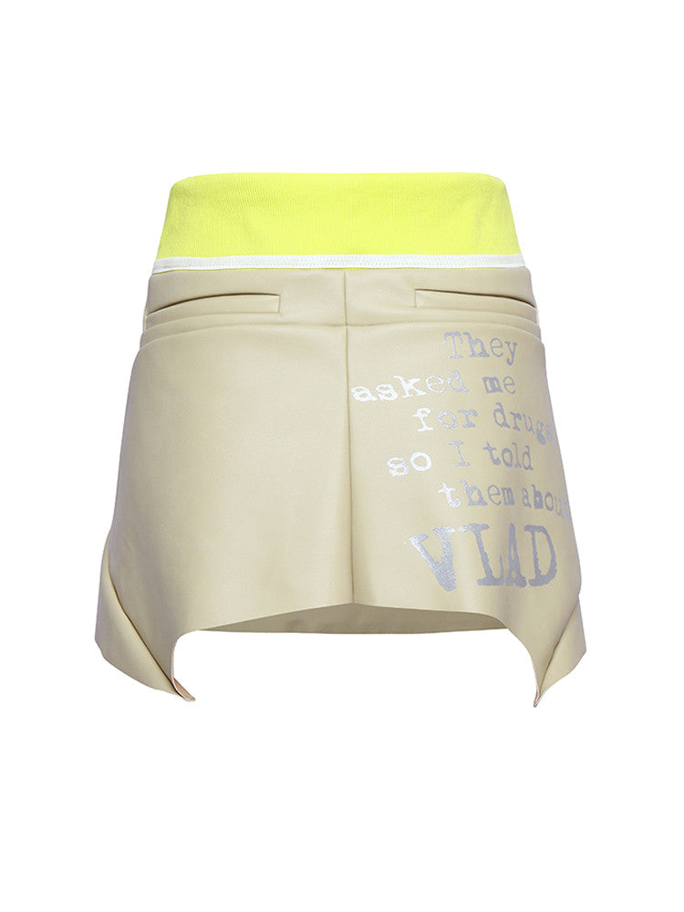 TE#12 “Embossing VLAD” Neon Yellow Faux Leather Shorts - KIZIP 키집 - CAVA LIFE