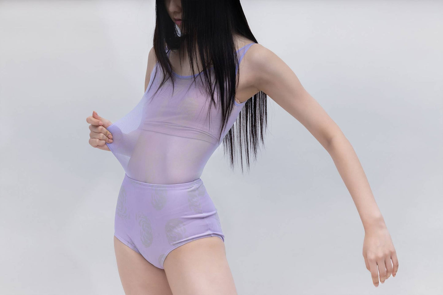 SHEER LAYERED BODYSUIT [PURPLE]